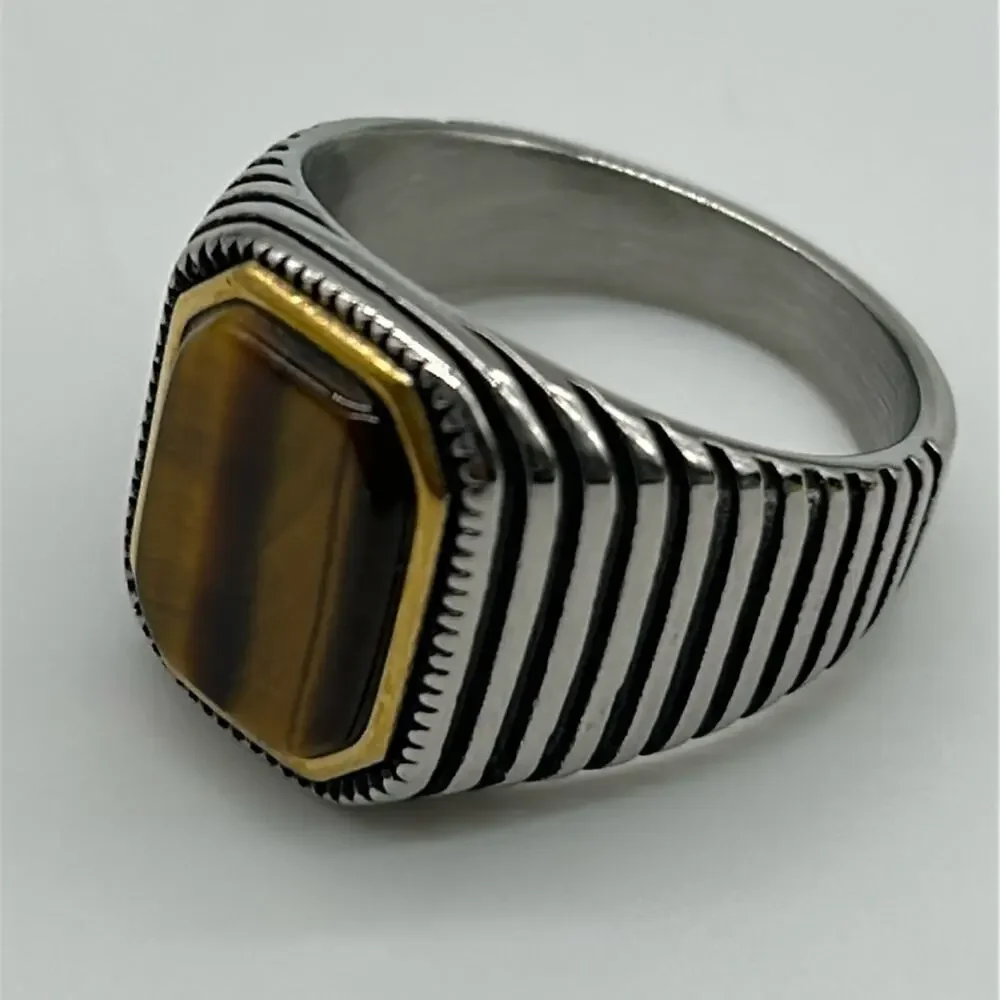 Tiger Eye Natural Gemstone Handmade Men's Ring Size 12.5 NWT